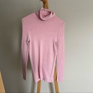 Light Pink Ribbed Turtleneck Sweater